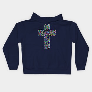 Jesus cross rainbow colours Christian design Kids Hoodie